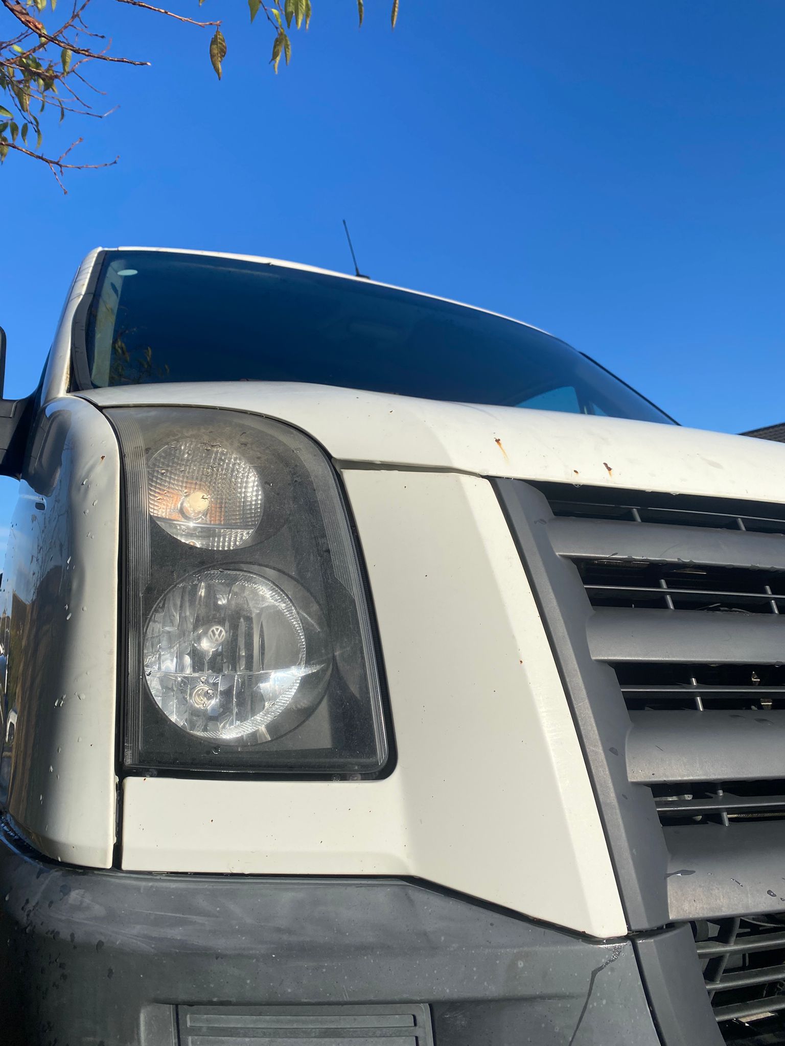 VW Crafterfleet front 3/4 headlight view.2010 UK model.